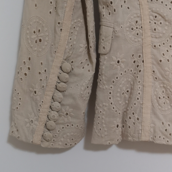 🌟HP!!!🌟Rare VINTAGE MANGO SUIT Gorgeous Summer Jacket with chikan work fabric. - Picture 12 of 14